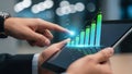 Digital Business Growth and Interactive Data Analysis on Tablet Royalty Free Stock Photo