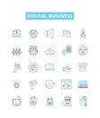 Digital business vector line icons set. Digital, Business, Ecommerce, Marketing, Advertising, Online, Retail