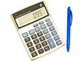 Digital calculator and ballpoint pen Royalty Free Stock Photo