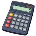 A digital calculator with a dark gray body and an LCD screen displaying the number Royalty Free Stock Photo