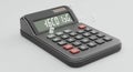 A digital calculator with a solar panel and numeric keypad is shown displaying the Royalty Free Stock Photo