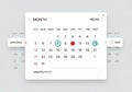 Digital calendar interface with a white background and grey Royalty Free Stock Photo