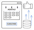 Monthly Subscription Calendar with Thumbs-Up, Cost Optimization, and Growth Indicators Royalty Free Stock Photo