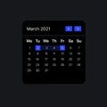 Digital Calendar UI Widget. Vector Illustration