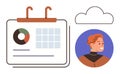 Digital Calendar and User Profile with Data Visualization and Cloud Connection Royalty Free Stock Photo