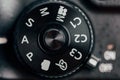 Digital Camera Control Dial Showing Aperture, Shutter Speed, Manual and Program Modes Royalty Free Stock Photo