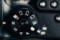 Digital Camera Control Dial Showing Aperture, Shutter Speed, Manual and Program Modes Royalty Free Stock Photo