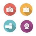 Digital camera flat design icons set