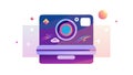 Digital Camera Icon with Cloud Storage Elements for Modern Tech, vector design Generative AI Royalty Free Stock Photo