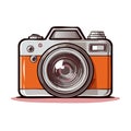 Digital camera illustration icon vector orange and gray old fashioned Royalty Free Stock Photo