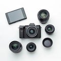 Digital camera with interchangeable lenses Royalty Free Stock Photo