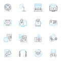 Digital camera linear icons set. Photography, Lens, Zoom, Focus, Shutter, ISO, Aperture line vector and concept signs Royalty Free Stock Photo