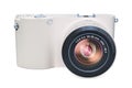 Digital camera, mirrorless interchangeable-lens camera. 3D rendering