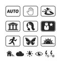 Digital camera modes icons set