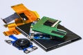Digital camera replacement parts, display, control cursor, chips, and cables