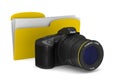 Digital camera on white background. 3D illustration Royalty Free Stock Photo