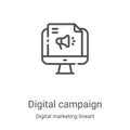 digital campaign icon vector from digital marketing lineart collection. Thin line digital campaign outline icon vector