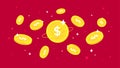 Digital Canadian dollar coins on red background. Canadian Central Bank Digital Currency CBDC concept banner background