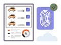 Digital Car Selection with Fingerprint Authentication Concept for Secure Online Transactions Royalty Free Stock Photo