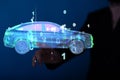 A digital car technology smart in virtuel room Royalty Free Stock Photo