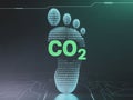 Digital carbon footprint concept with co2 symbol Royalty Free Stock Photo