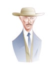 Digital caricature illustration of actor Lee Van Cleef. Classic western cinema.