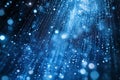 Digital Cascading Falling Pixels, Sleek Futuristic Technology Blue Dark Background: Flowing Data, Connectivity Network, Matrix