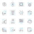 Digital cash linear icons set. Bitcoin, Cryptocurrency, Blockchain, Ethereum, Decentralization, Wallets, Mining line