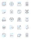 Digital cash linear icons set. Bitcoin, Cryptocurrency, Blockchain, Ethereum, Decentralization, Wallets, Mining line