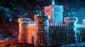 A digital castle guarded by powerful encryption algorithms and tingedge security protocols