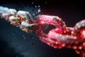 Digital chain breaking to symbolize strength and connection failures Royalty Free Stock Photo