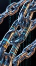 Digital Chain Links with Binary Code and Circuitry Patterns Royalty Free Stock Photo