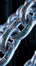 Digital Chain Links with Binary Code and Circuitry Patterns 1 Royalty Free Stock Photo
