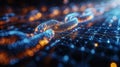 Digital Chain Links Representing Blockchain Technology and Secure Data Connections Royalty Free Stock Photo