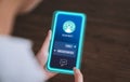 Digital chatbot and sent to recipient on mobile, hand using smartphone, Artificial intelligence, innovation and technology