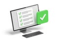 Computer screen displaying a completed checklist with a prominent green checkmark symbol signifying success Royalty Free Stock Photo