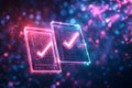 Digital checklist and user interaction with glowing checkboxes