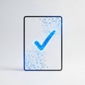 Digital checkmark with network connections on tablet screen Royalty Free Stock Photo