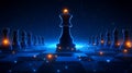 Digital chess queen leads, strategy game, dark background, future concept Royalty Free Stock Photo