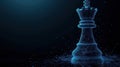 Digital Chess Queen, Strategic Position, Dark Background, Abstract Network