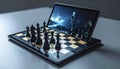 Digital Chessboard Strategy Meets Technology Royalty Free Stock Photo
