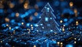 Digital Christmas Tree on Circuit Board: A Festive Tech Image Royalty Free Stock Photo