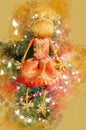 Digital Christmas Watercolour & Photograph Combined - Traditional Christmas decorations-Doll-England-UK