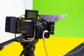 Digital cinema camera in a green visual effects studio