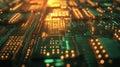 Digital circuit board processing data with glowing connections Royalty Free Stock Photo