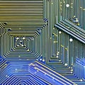 1168 Digital Circuit Board: A futuristic and high-tech background featuring a digital circuit board with intricate patterns, glo