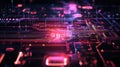 Digital circuit board glowing with abstract data processing Royalty Free Stock Photo