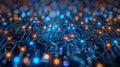 Digital circuit board illuminated by vibrant lights showcasing intricate design and advanced technology Royalty Free Stock Photo