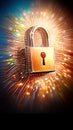Digital Circuit Board Lock Security Concept Illustration High Tech Cyber Protection Concept Artwork Dynamic Colorful Abstract Royalty Free Stock Photo