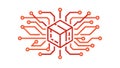 Digital Circuit Cube: Blockchain, Data Network, and Information Technology Icon, vector design Generative AI Royalty Free Stock Photo